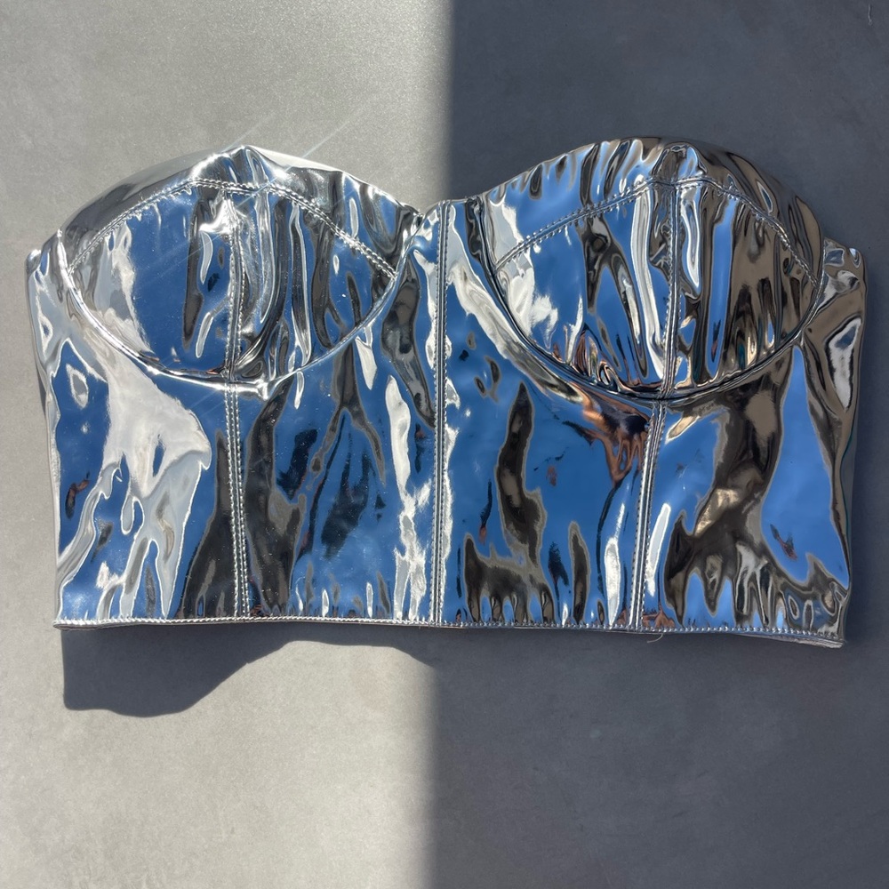 Silver Reflective Corset Bustier